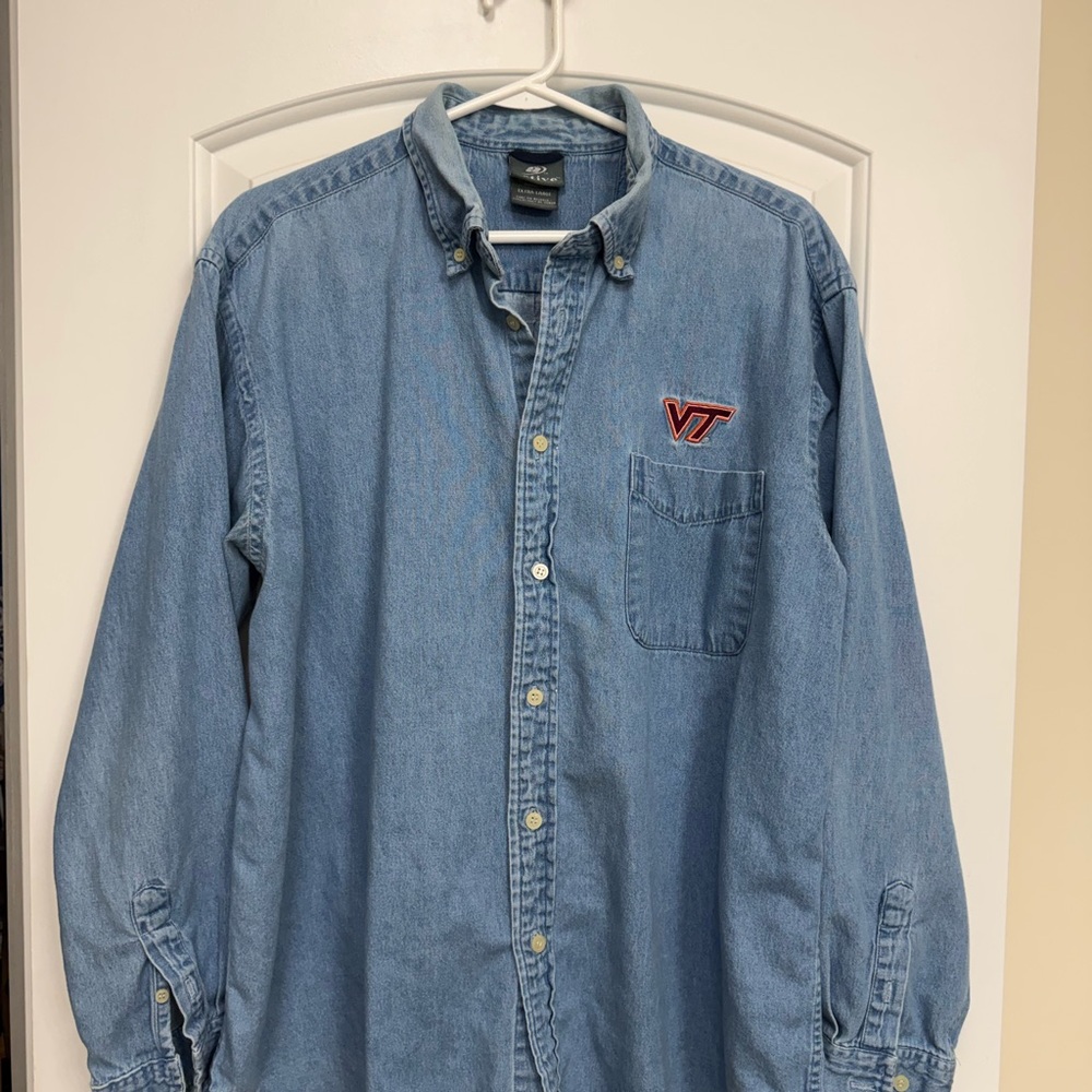 Active USA Light Blue Men's Button Down Virginia Tech Shirt